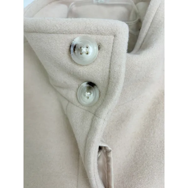 Lands End 16P Beige Wool Blend Car Coat Hidden Button Stand Collar Minimalist - Image 10
