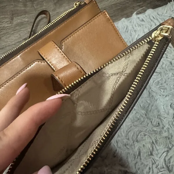 Michael Kors Pink and Brown Clutch Wristlet - Image 6