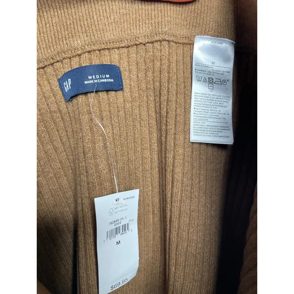 NEW Gap Ribbed Stretch Midi Skirt Camel Tan Size Medium - Image 3