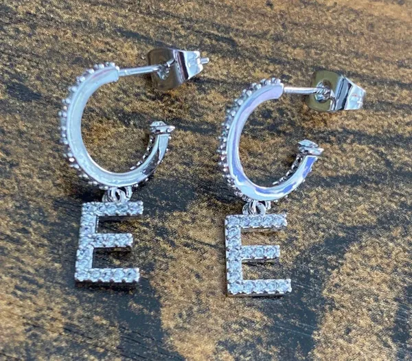 Huggie Stud Initial Earrings - Image 2