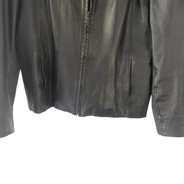 East 5th Women's Size XL Leather‎ Black Full Zip Moto Jacket - Image 3