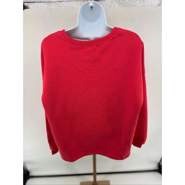 State of Mine Christmas Cocktail Sequin Sweatshirt Large Red Bling - Image 12