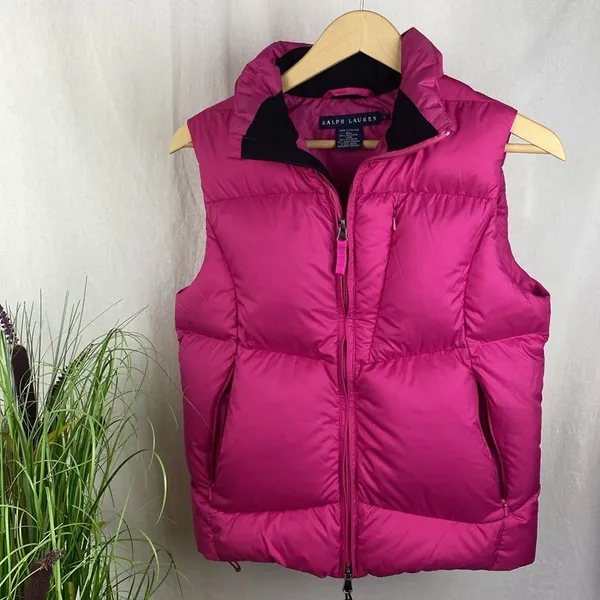 Ralph Lauren Hot Pink Down Filled Puffer Quilted Sleeveless Zip & Up Down Vest S - Image 2
