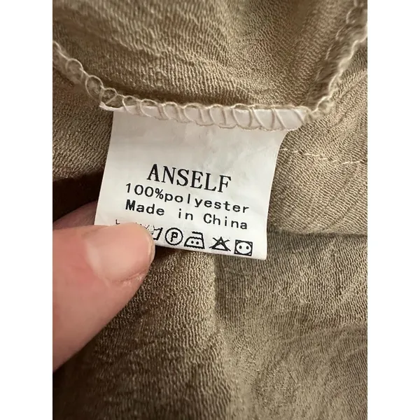 Anself Maxi Dress Green Size 5XL Asymmetrical Lagenlook Long Sleeve Crinkle‎ - Image 6