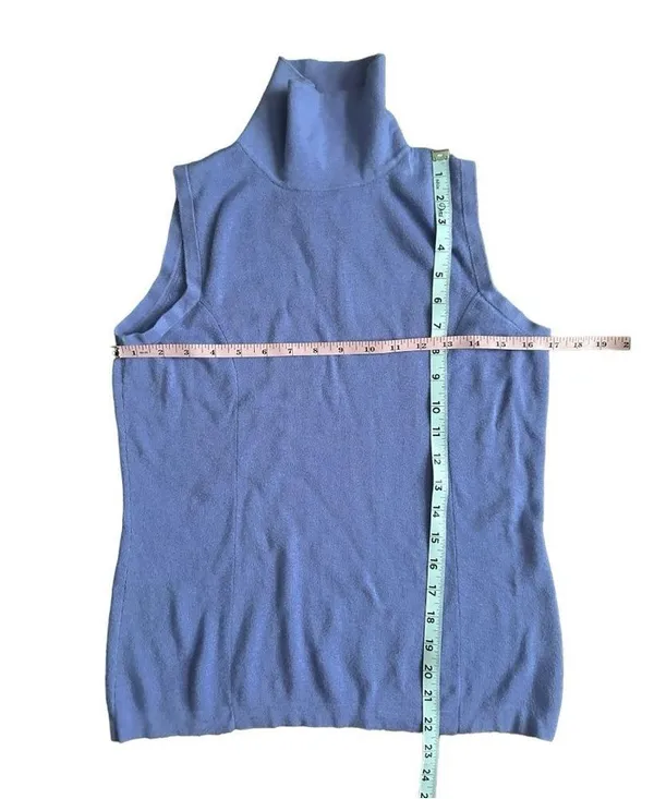 Elliott Lauren Purple Cashmere Mix Mock Turtleneck Sleeveless Top Size Medium - Image 3