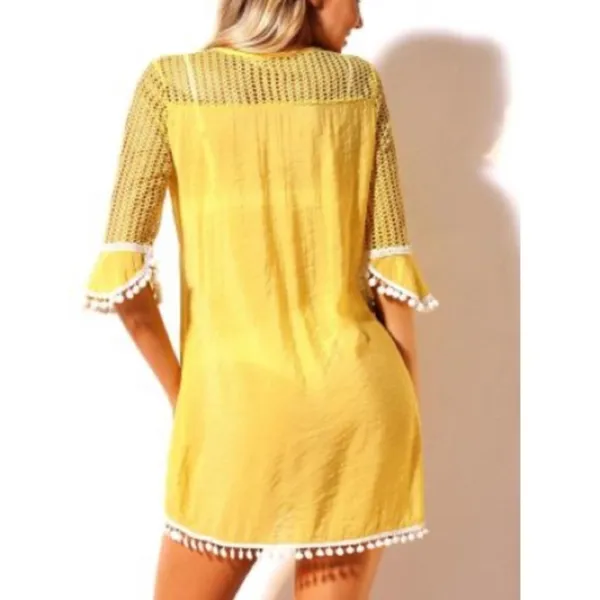 Vintage Inspired Beach Coverup Yellow Size L - Image 2