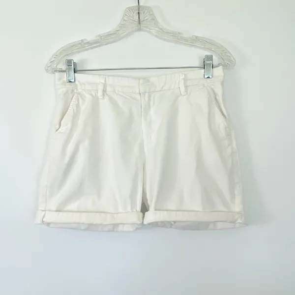 H&M LOGG White Cotton Casual Chino Cuffed Shorts Womens 6 - Image 2