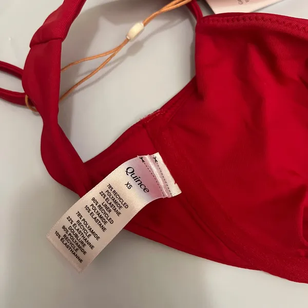 New Quince Women's Italian Demi Bikini Underwire Top Cherry Red Size XS - Image 4
