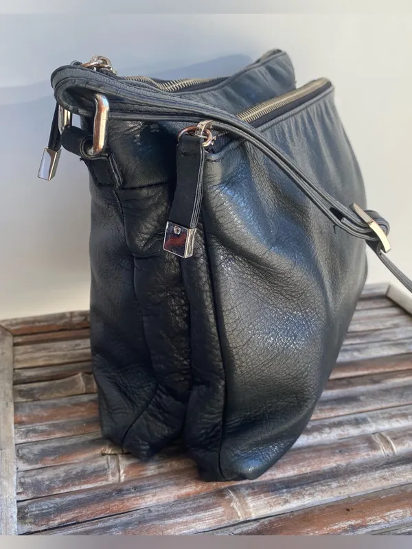 Margot black leather crossbody bag purse Classic minimalist fall winter classic - Image 3