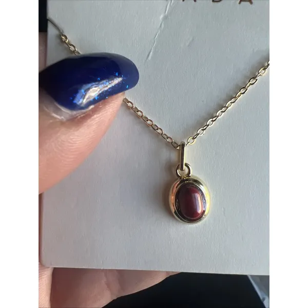 Leeada Gold Plated Red Oval Bezel Gemstone Pendant Necklace Pouch 18-20" Chain - Image 6