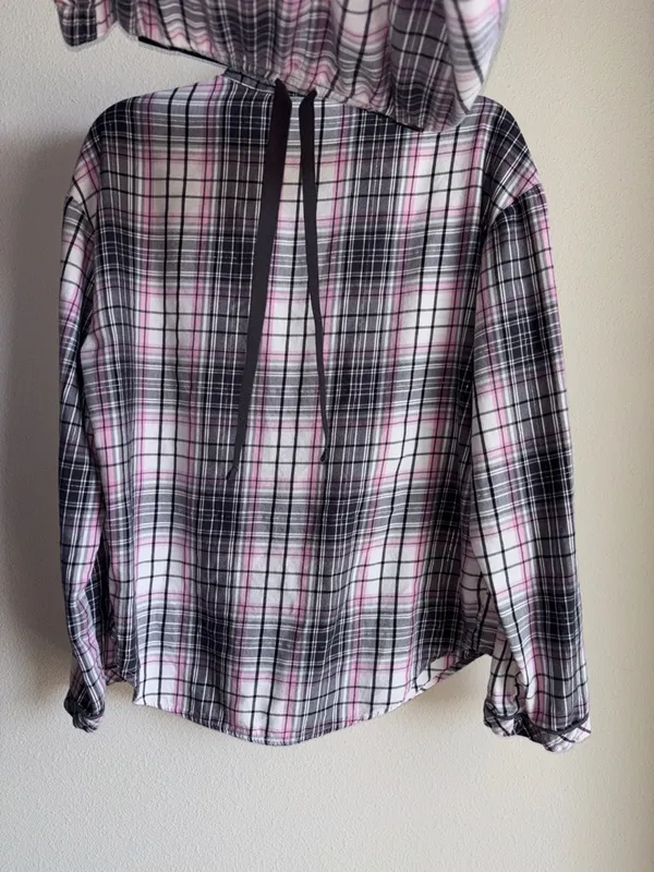 Victorias Secret Pink and Black‎ Sparkle Plaid Pajama Set Womens Medium - Image 7
