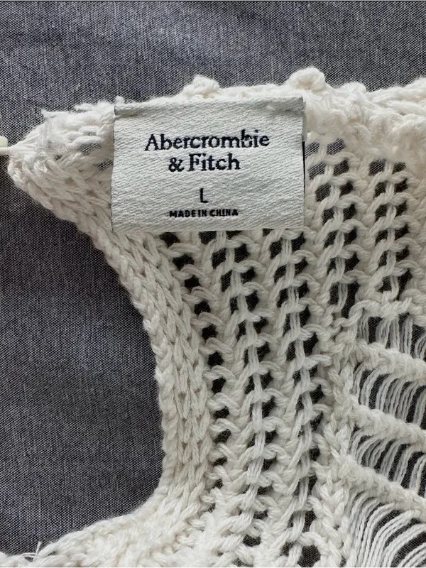 Abercrombie & Fitch Women’s White Crochet Lace Mini Dress Size Large Boho - Image 5