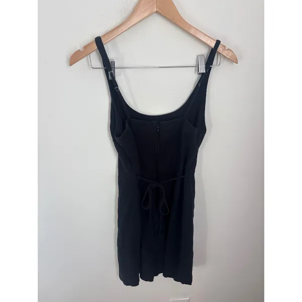 Abercrombie & Fitch Black Linen‎ Blend Mini Dress Tie Back Scoop Neck XS - Image 2