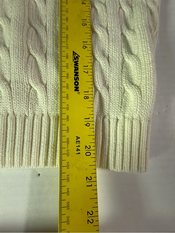 Brandy Melville Cream Cable V-Neck Sweater size estimated - Image 6