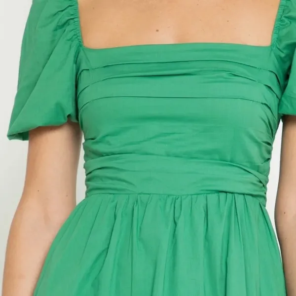 O.P.T. River Midi Dress GORGEOUS COLOR Pockets Green ROMANTIC PRAIRIE Size M - Image 3