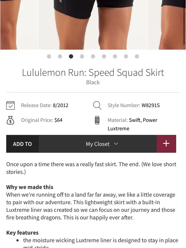lululemon Run Speed Squad Skirt Skort W8291S Black Size 10 - Image 2