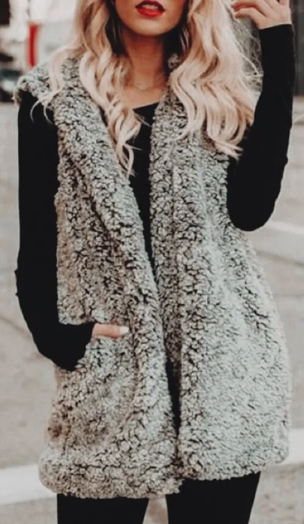 VICI Sherpa Cozy Hoodie Vest - Image 2