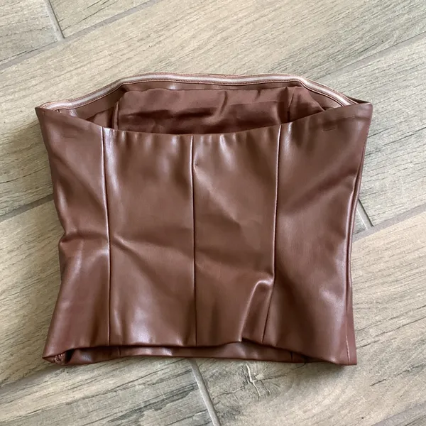Meshki Pamela faux leather strapless crop top - Image 3