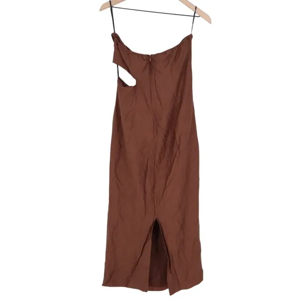 Lulus Sheath Dress Women's Large Brown Cutout Zip Back Slit Spaghetti Strap - Image 6