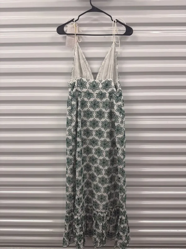 Sundress Louve Long Dress Eyelet Green Womens Size Medium - Image 6