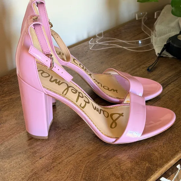 Sam Edelman Yaro Sandals Women 9.5 Pink Patent Block Heel Ankle Strap Barbiecore - Image 2