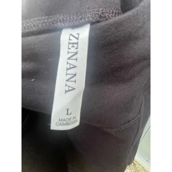 Zenana Womens Black Moto Ribbed High Waisted Leggings Size Large - Image 3