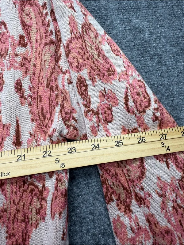 HEMANT & NANDITA Womans Medium Pink Paisley-Print open front long Cardigan - Image 5