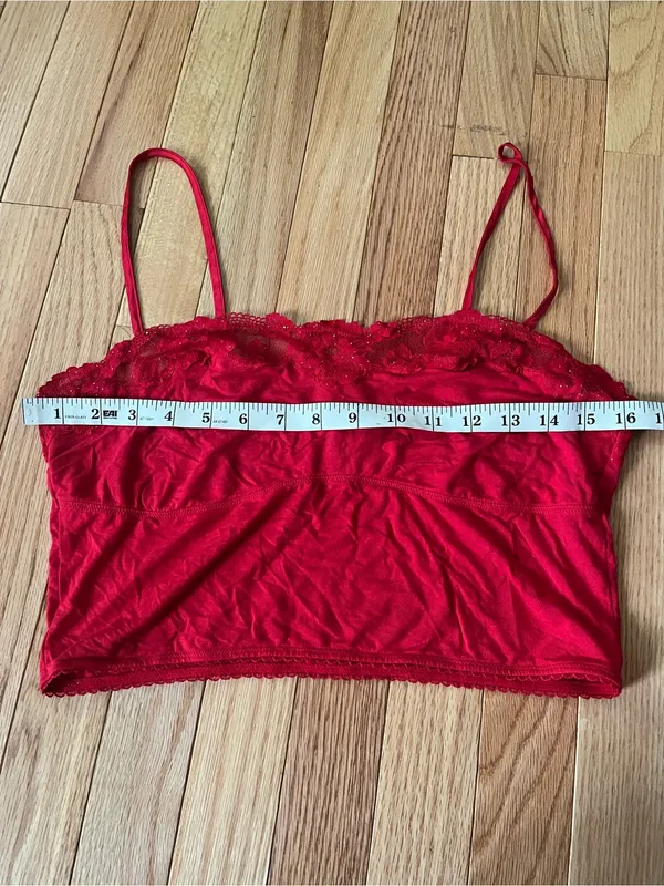 Victoria's Secret Red Lace Cami Crop Tank Top Large Sleep Lounge Pajama Romantic - Image 3