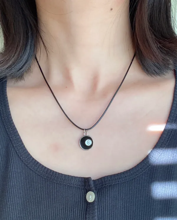 Handmade 8 ball grunge funky unisex simple necklace🎲8️⃣🖤 - Image 5