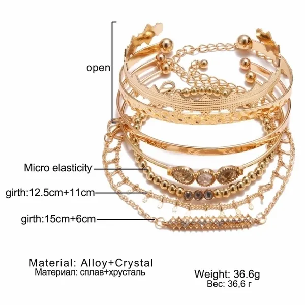NEW Solid Gold‎ Plated 7 pc Boho Stacking Bracelet Set - Image 11