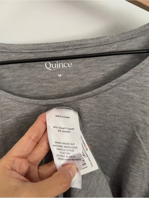 Quince Medium Maternity & Nursing Long Sleeve Relaxed Fit Tee Heather Grey - Image 2