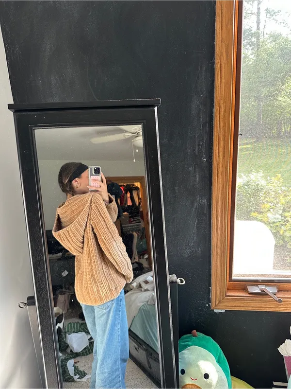 Chunky Open-Front Women's Sweater Cardigan - Camel - Image 4