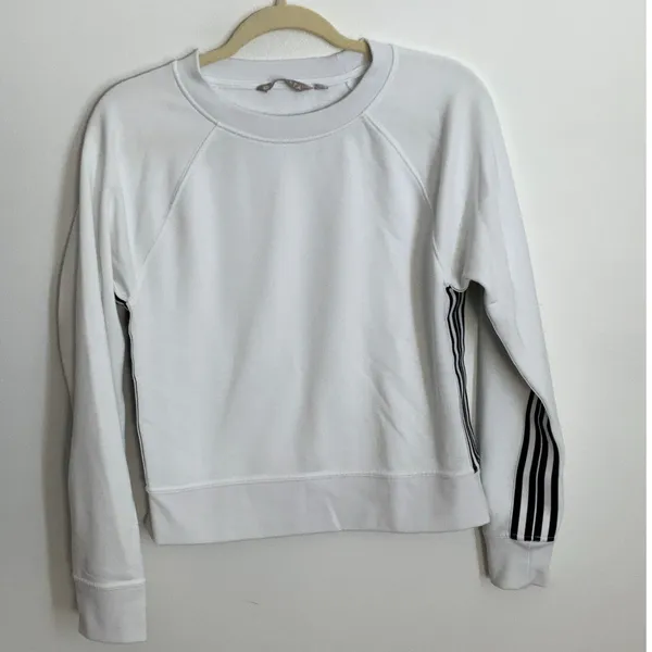 Athleta 24/7 Striped Crew Sweatshirt - White Black‎ Stripe - Size xs - Image 2
