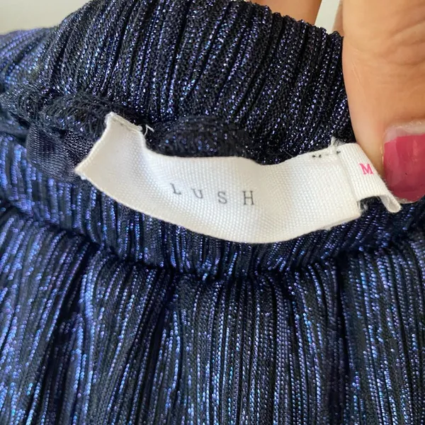Lush sz M blue‎ metallic off shoulder boho blouse - Image 4
