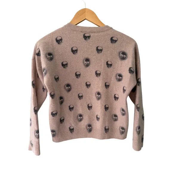 Skull Cashmere 100% Cashmere Skull Print Sweater | Women's Small | Taupe/Blush - Image 8