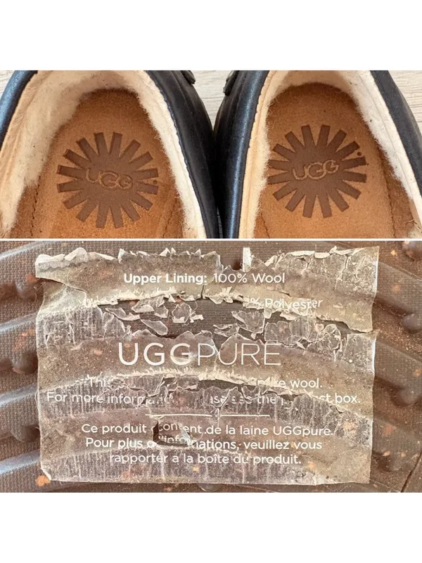 UGG Anila Black Leather Braided Woven Shearling Slip On Clog SN 1005427 7 $120 - Image 8