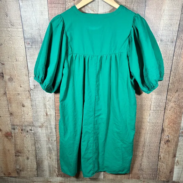 Knox Rose Green Puff Short Sleeve Boho Peasant Dress Size Medium Tassel Pockets - Image 6