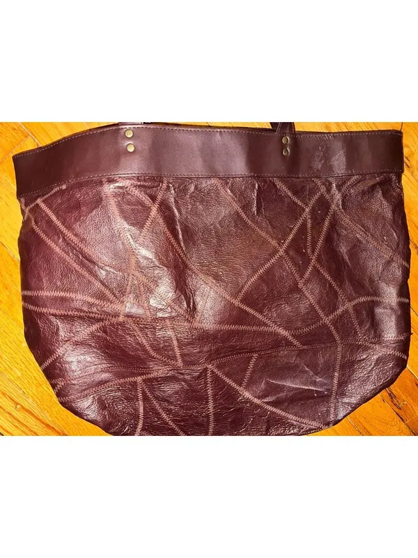 Yih Jou 605 Brown Genuine Leather Textured Large Tote Bag - Image 4