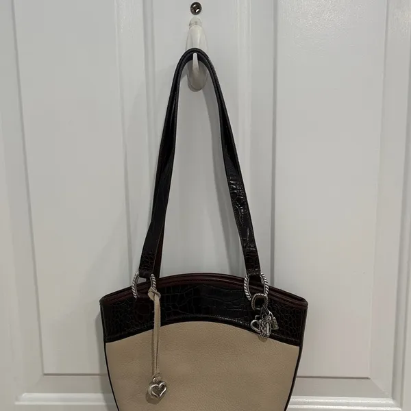 Elegant Cream and Brown Women's Handbag - Image 2
