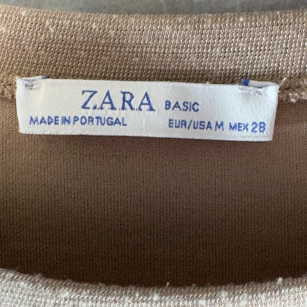 3213 | Zara Textured Knit Boxy Crop Top Tan Beige Minimalist Women M - Image 5