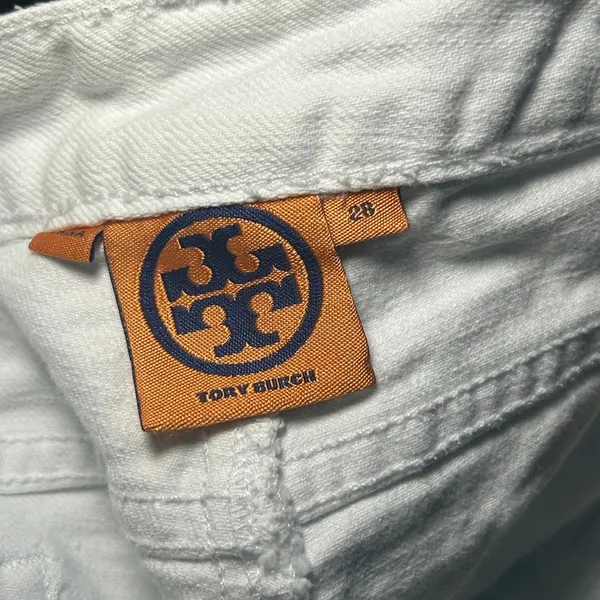 Tory Burch White Super Skinny Jean Zipper Ankle Detail Size 28 - Image 7