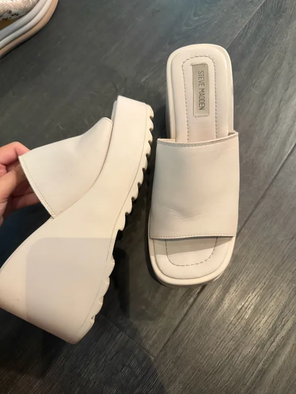 Steve Madden Women's arwen white leather platform sandals - Image 5