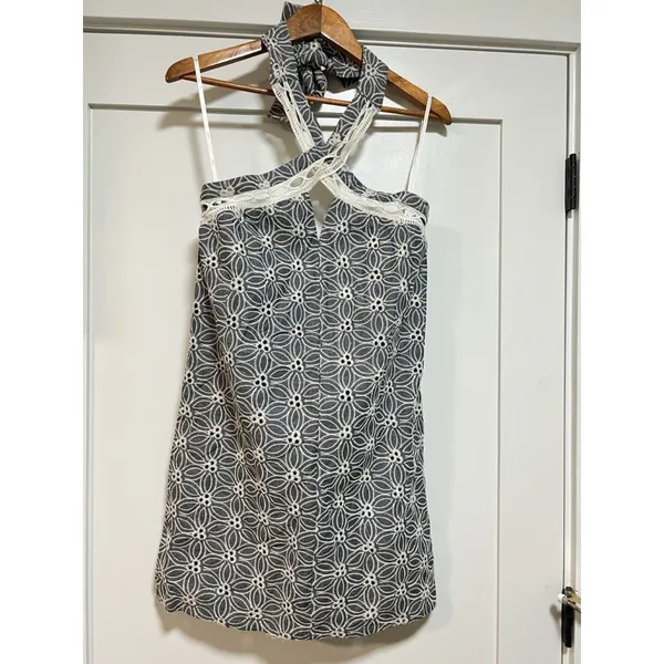 J.O.A.‎ lace trim halter Dress Navy And White NWT - Image 3