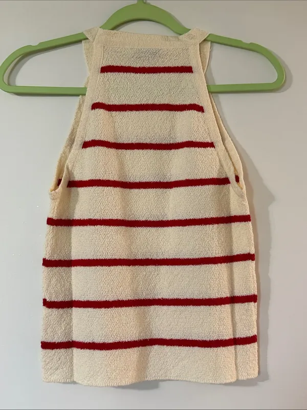 NWOT Zenana Outfitters Cream Tank Top with Red Stripes - Image 4