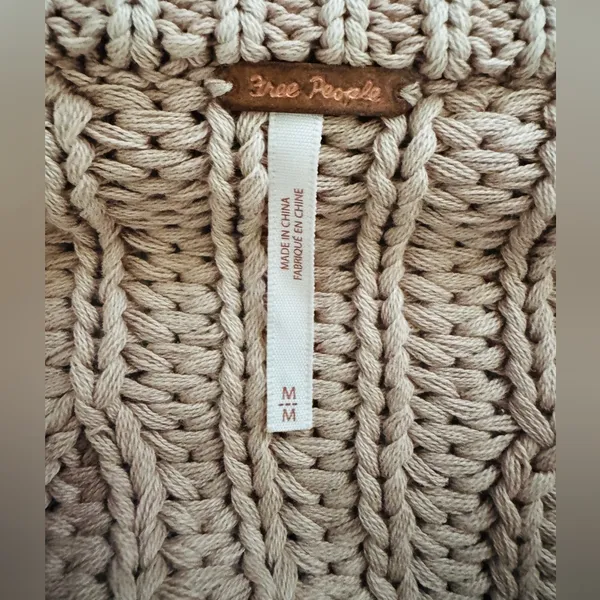 BEST Free People Sweet Nothing Cardi NWOT - Medium - Sandcastle Tan Beige Knit - Image 8