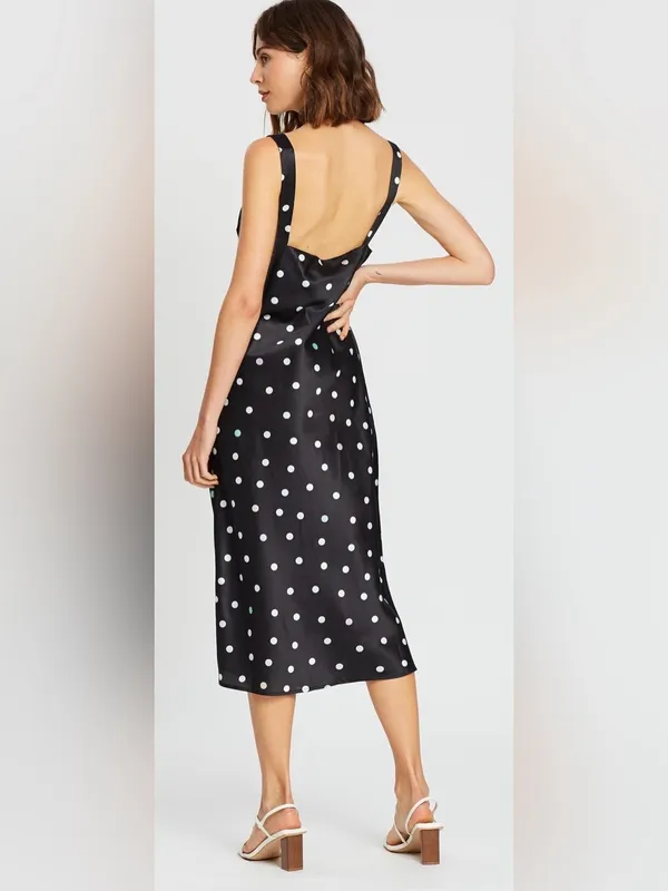 Charlie Holiday Tay Black Midi Polka Dot Slip Dress | S - Image 2