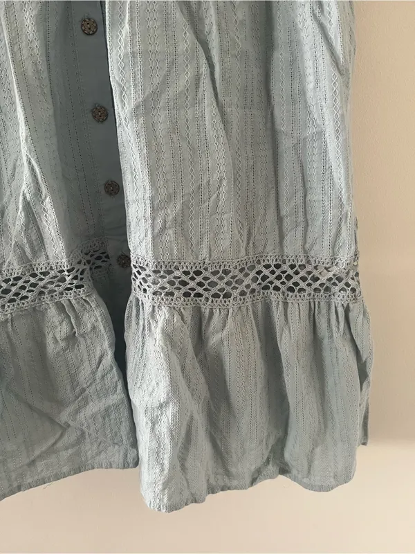Knox Rose Light Blue 100% Cotton Eyelet Short Sleeve Mini Dress XXL Cottagecore - Image 5