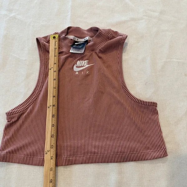 Nike Air Women's Sportswear Rib Crop Tank Top Mock Neck Slim Fit Canyon Rust Sm - Image 8