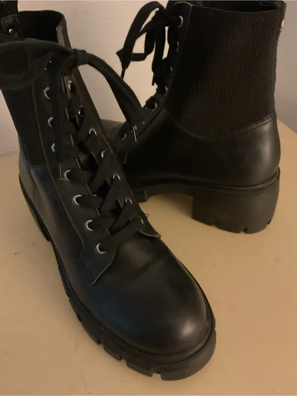 Steve Madden women leather Black Lace-Up Combat Nanet Boots US 9.5 - Image 5
