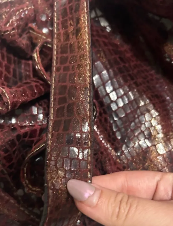 Vintage Genna De Rossi Faux-Croc Ruffle Shoulder Bag - Image 4